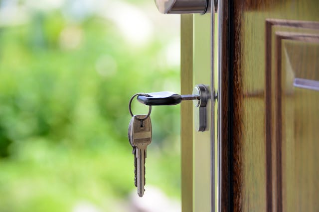 key in door of house